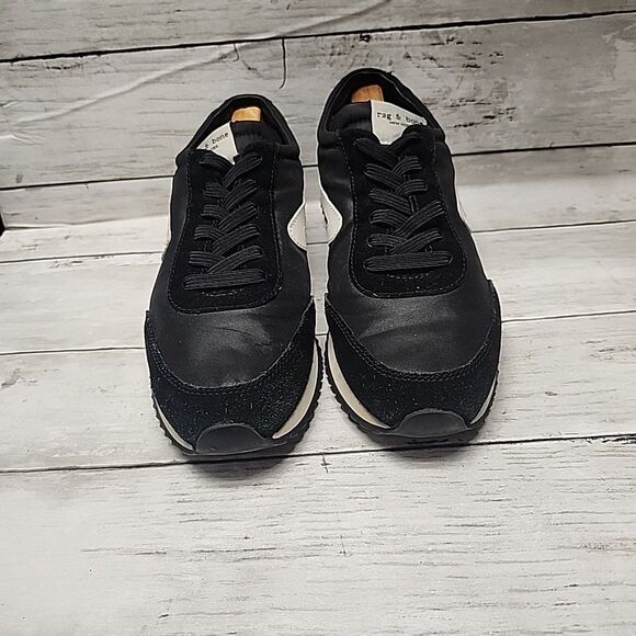 Rag & Bone Retro Runner Womens Size 38/7.5 Black White Athletic Shoes Sneakers - Picture 2 of 9
